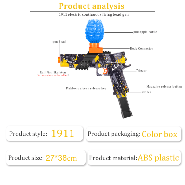 1911 Gel Blaster Toy Gun for Tactical & PUBG Players with Eye Glass & Ammo – QQGEARBD