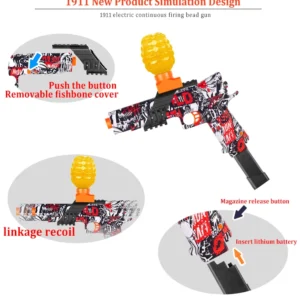 1911 Gel Blaster Toy Gun for Tactical & PUBG Players with Eye Glass & Ammo – QQGEARBD