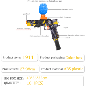 1911 Gel Blaster Toy Gun for Tactical & PUBG Players with Eye Glass & Ammo – QQGEARBD