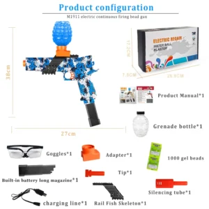 1911 Gel Blaster Toy Gun for Tactical & PUBG Players with Eye Glass & Ammo – QQGEARBD